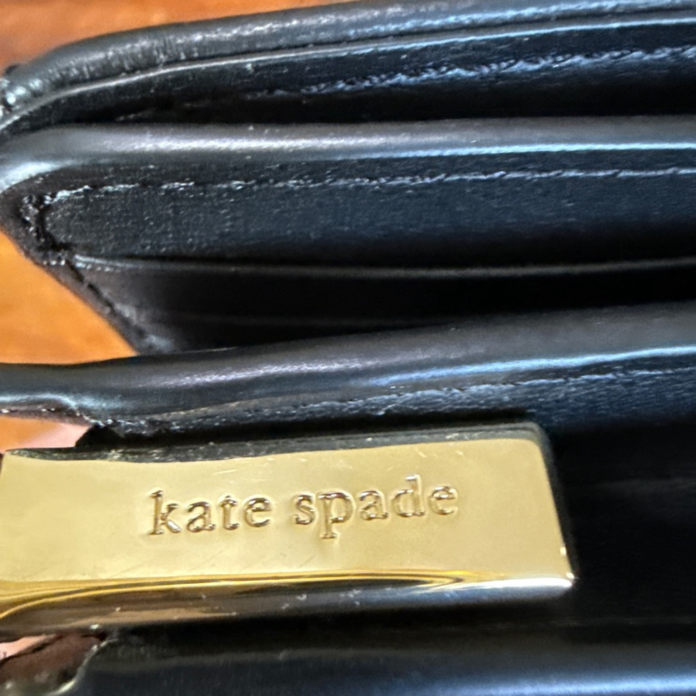 Kate Spade Black w/Gold Hardware Quilted Bi-fold Wallet - Picture 7 of 8